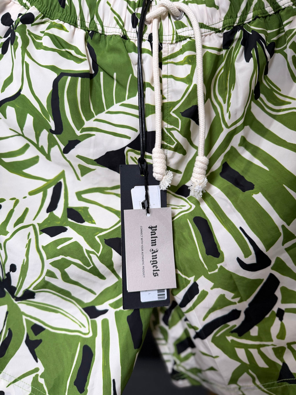 Palm Angels Macro Hibiscus Swim Shorts Green White Men’s Size L NWT – Made in Italy