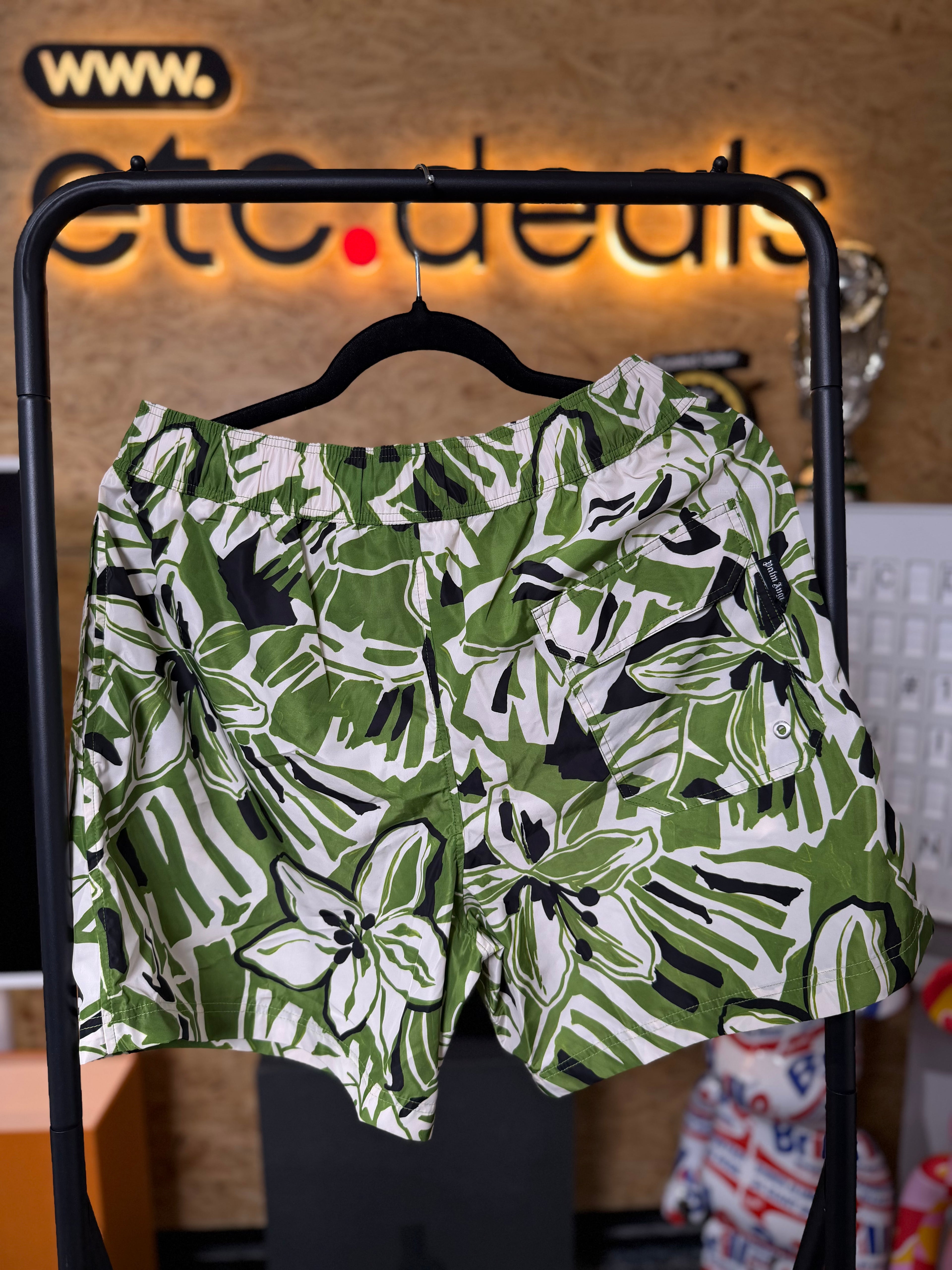 Palm Angels Macro Hibiscus Swim Shorts Green White Men’s Size L NWT – Made in Italy