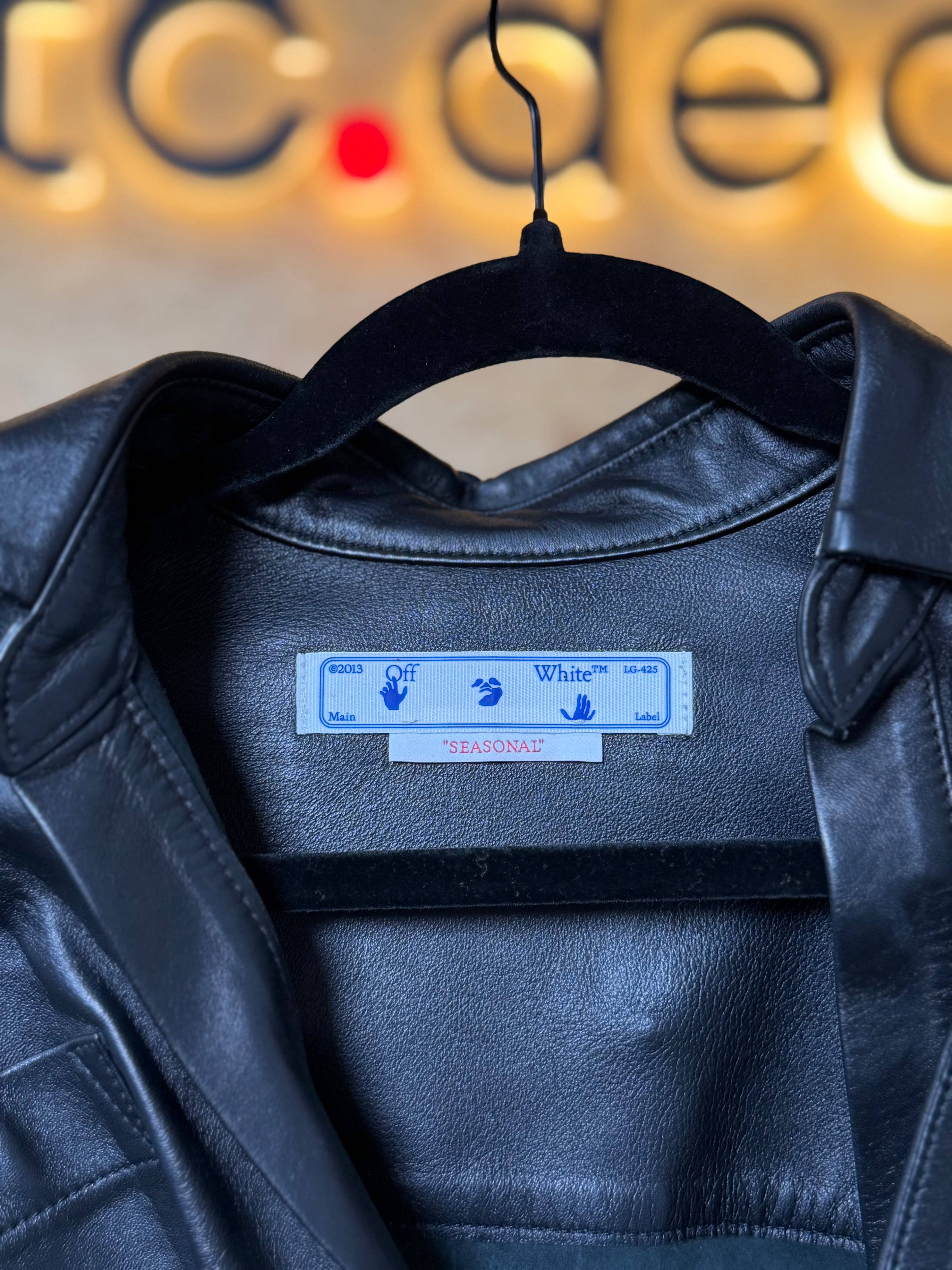 Off-White Leather Twist Crop Shirt Jacket Black Women’s IT 42 NWT