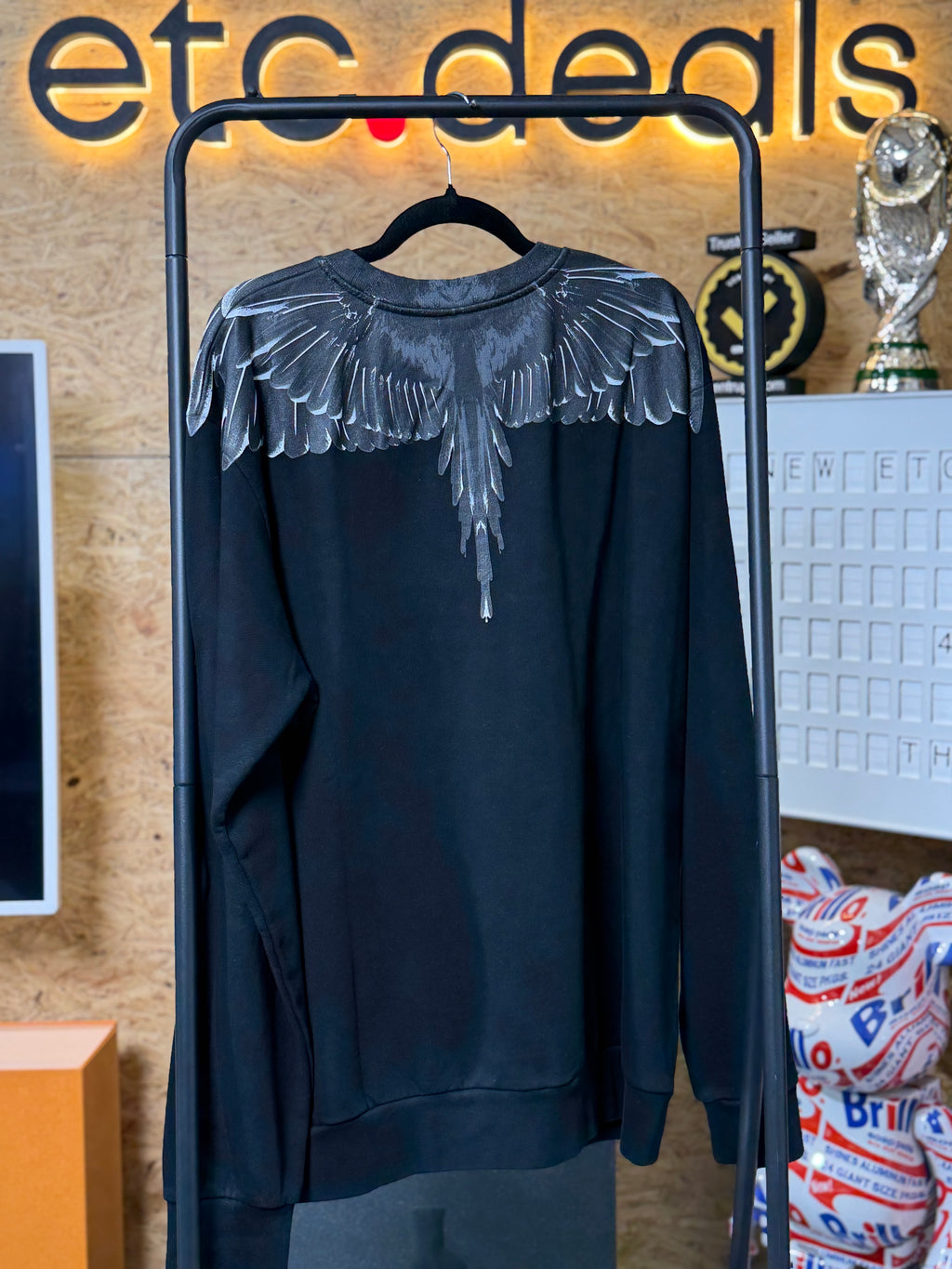 Marcelo Burlon Icon Wings Regular Crewneck Sweatshirt Black Men’s XXL NWT