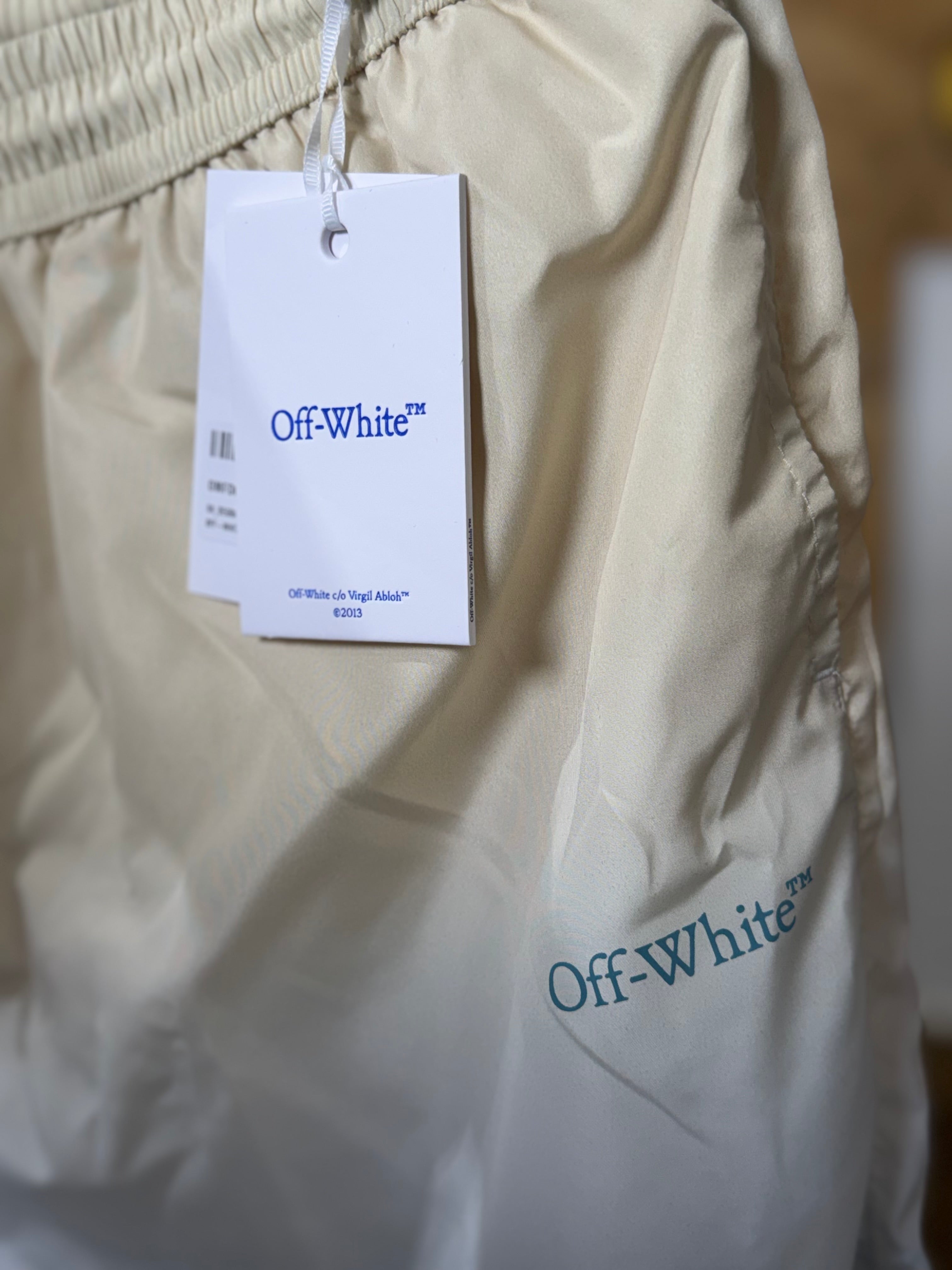 Off-White SS25 Degradé Surfer Swim Shorts Beige Light Blue Men’s XXL NWT