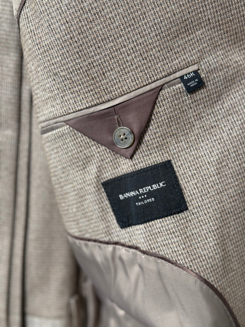 Banana Republic Tailored Men’s 2-Piece Suit Brown Micro Check Blazer 46R Pants 36x30
