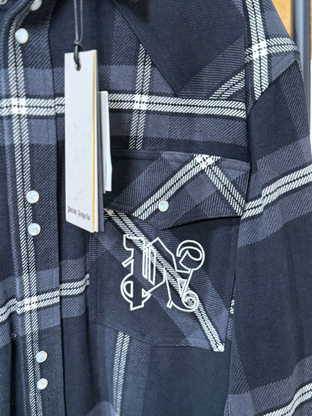 Palm Angels Monogram Check Overshirt Anthracite Men’s IT 48 NWT