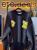 Off-White OW Baja Chunky Knit Crewneck Sweater Men’s XL Brown Black NWT