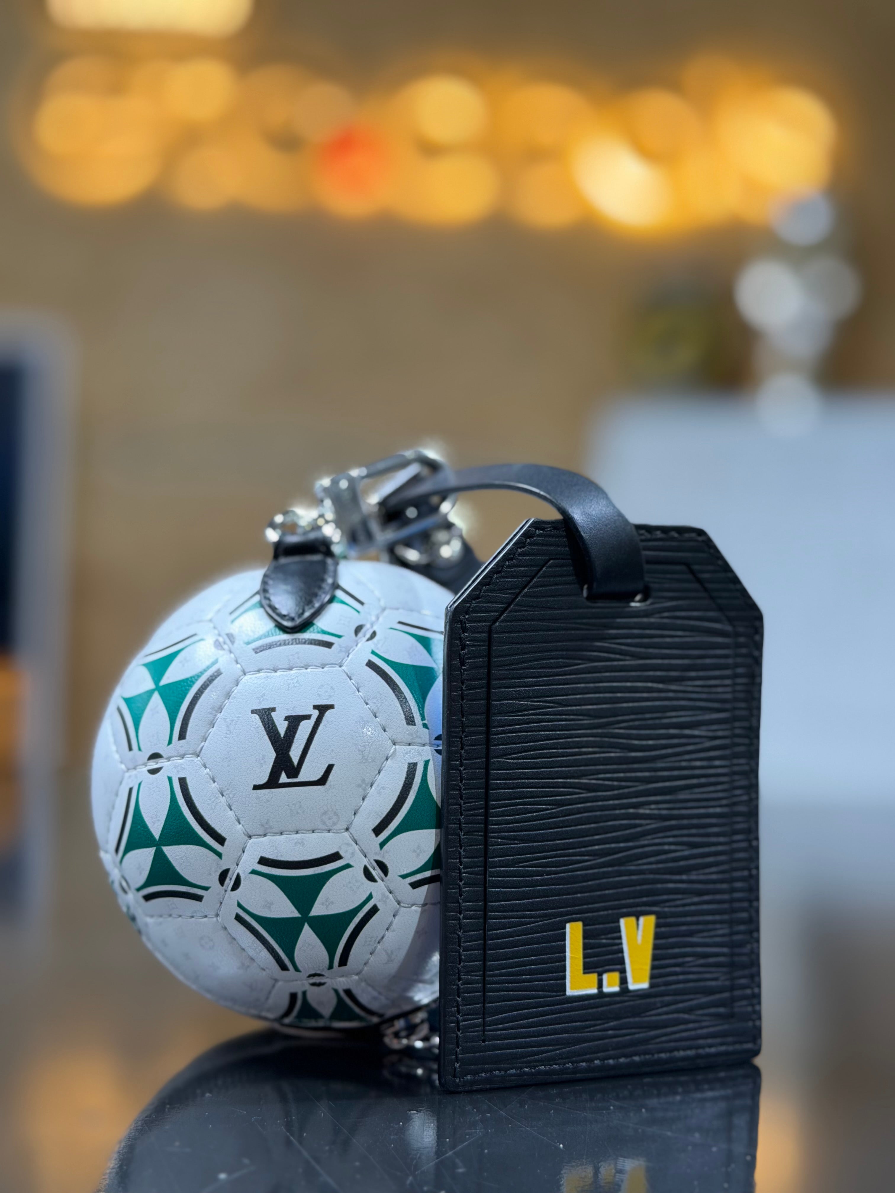 Louis Vuitton LV Football Pouch Bag Charm M02430 w/ Argentina Flag Luggage Tag