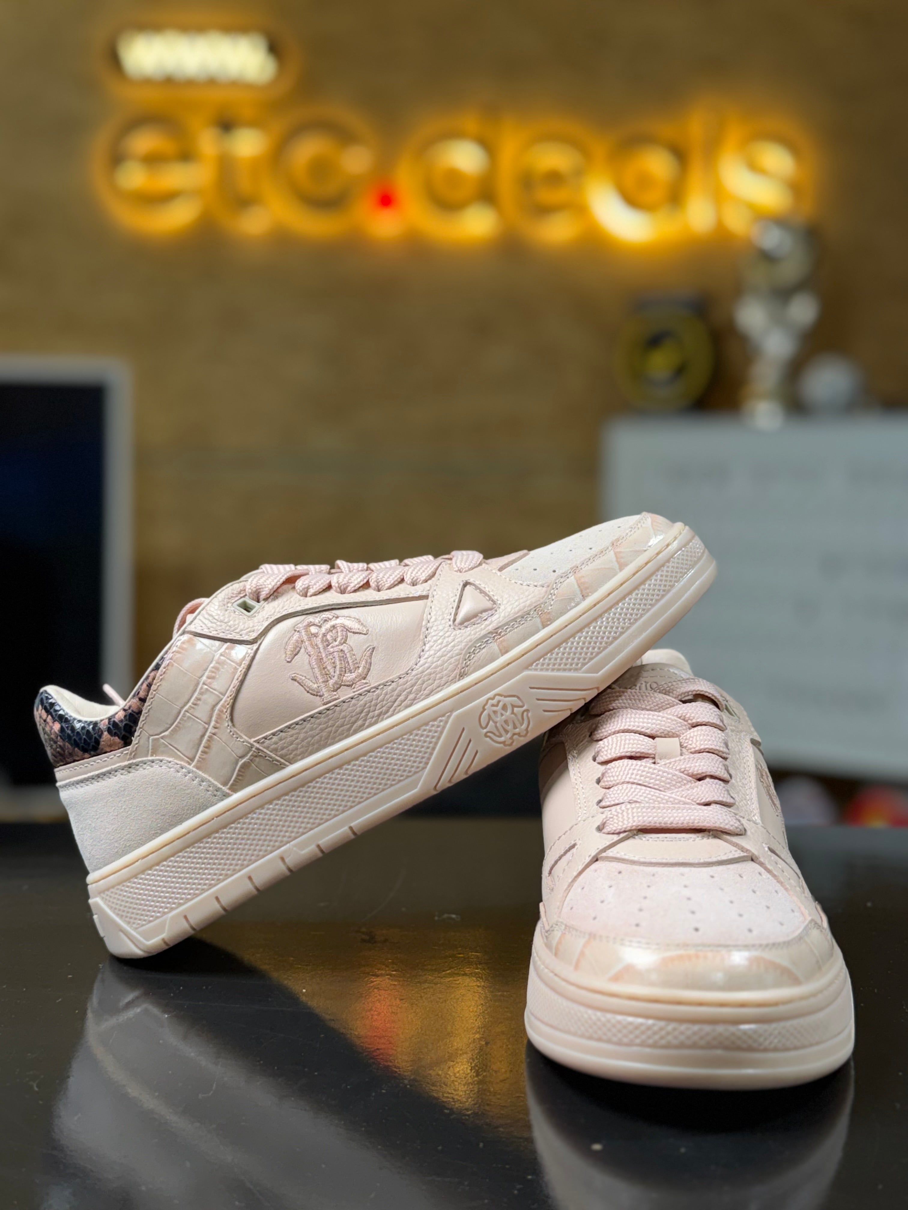 Roberto Cavalli Women’s Blush Pink Luxury Low Top Sneakers 39 WOMEN– Logo Detail