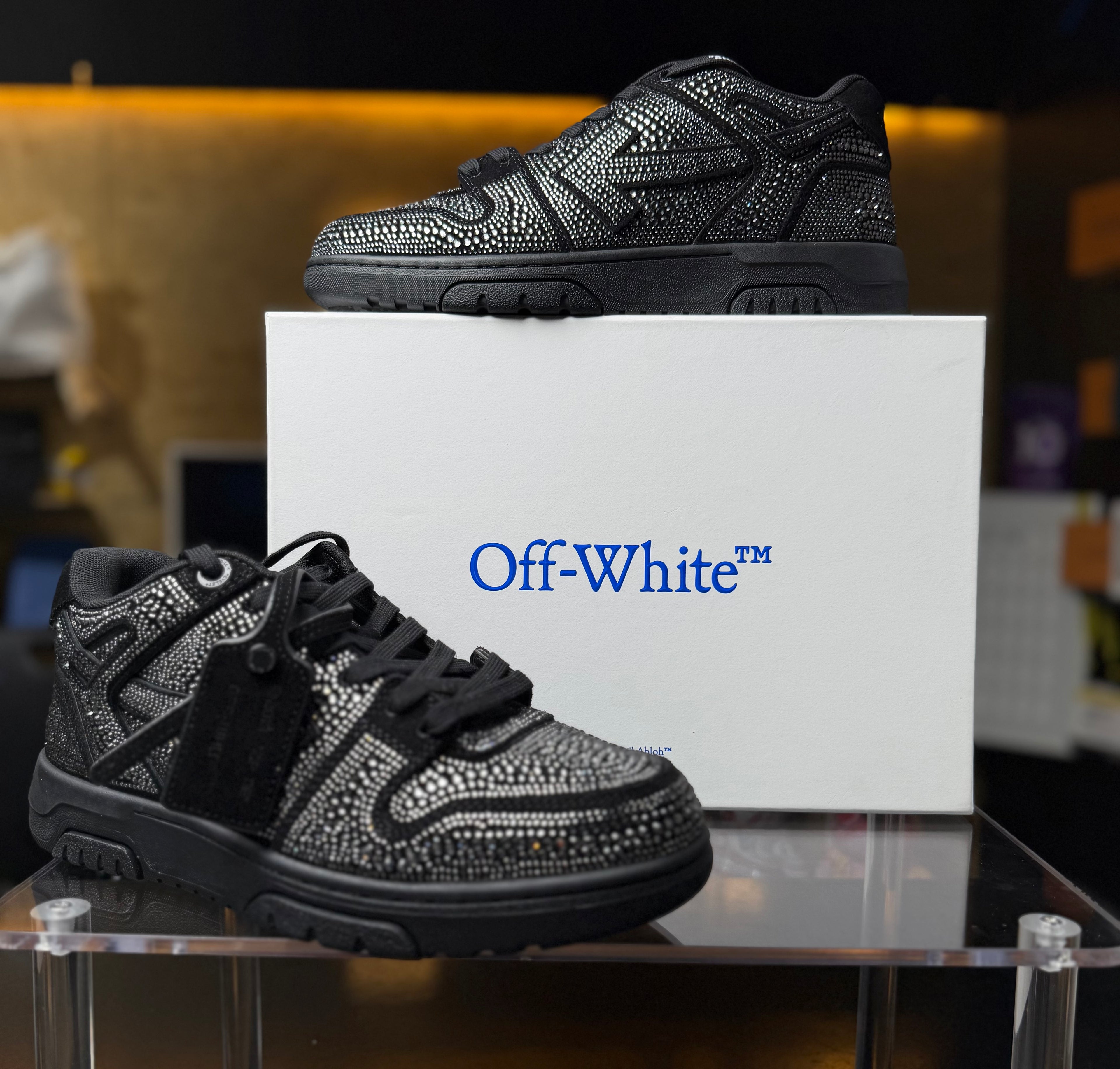 Off-White Out of Office Strass Crystal Sneakers Black – Men’s EU 42 / US 9 – New in Box