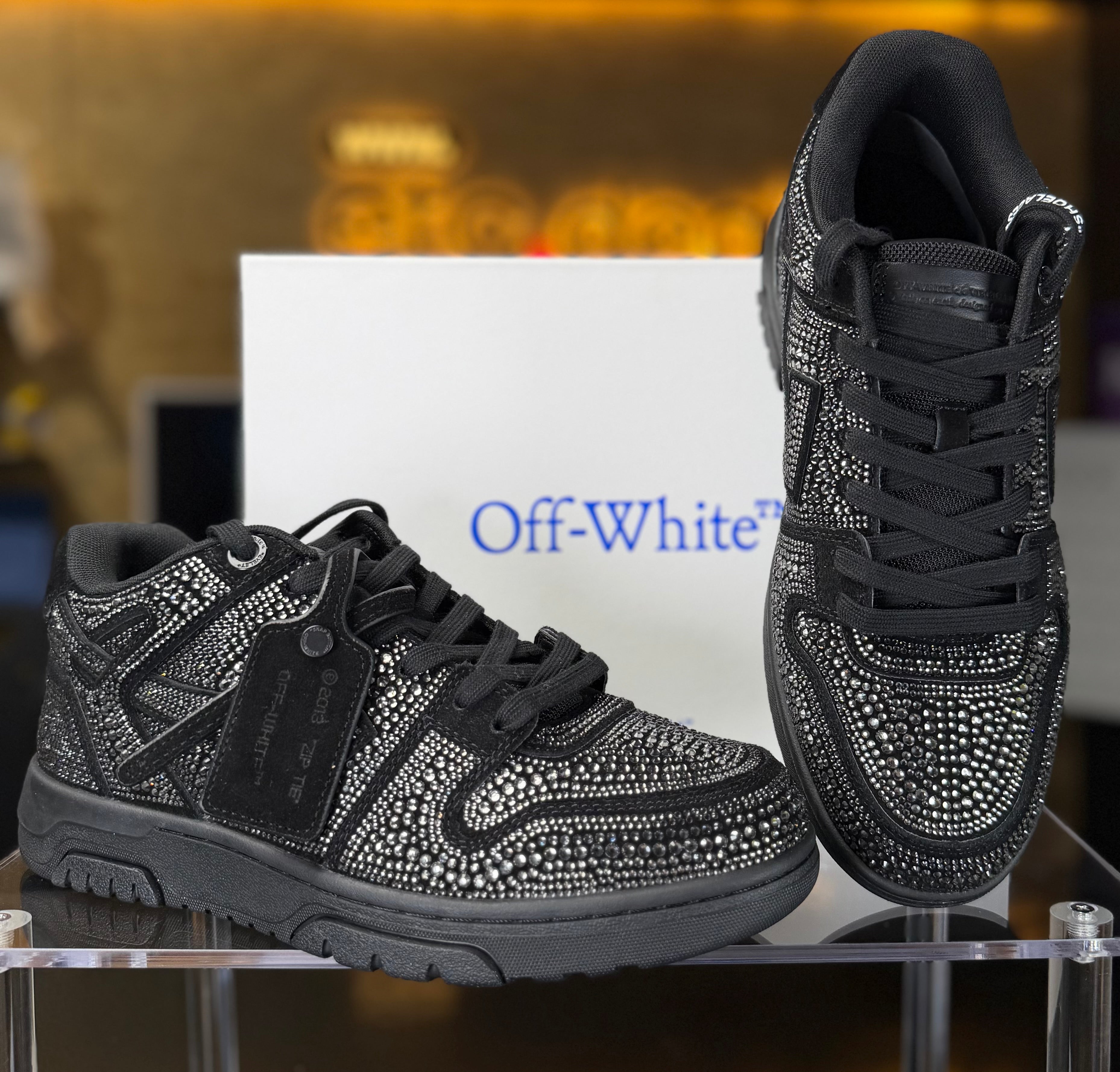 Off-White Out of Office Strass Crystal Sneakers Black – Men’s EU 42 / US 9 – New in Box