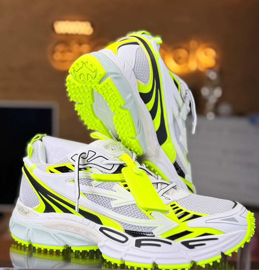 Off-White Be Right Back Sneakers White Neon Yellow Black – Men’s Designer Running Shoes – New