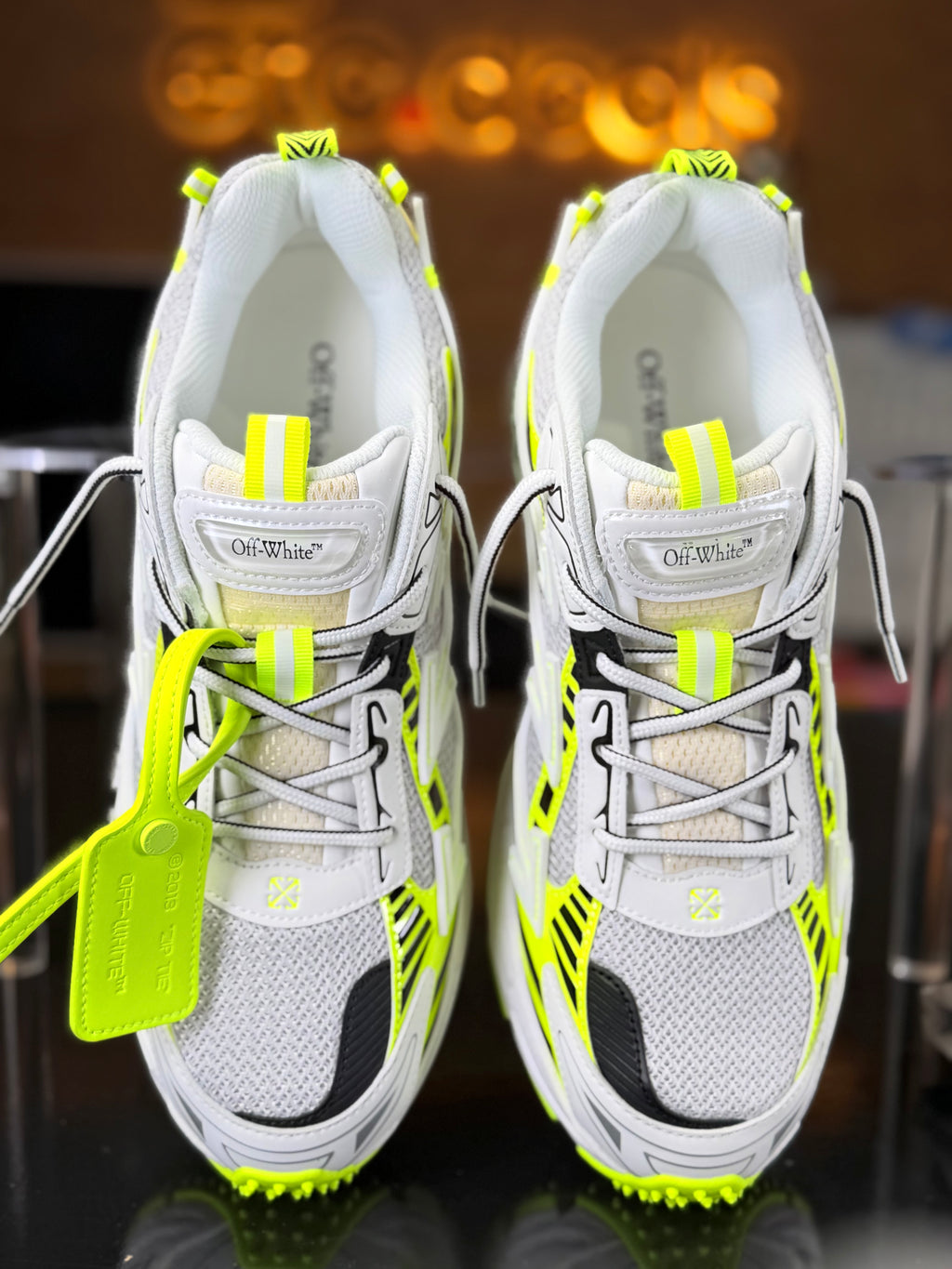 Off-White Be Right Back Sneakers White Neon Yellow Black – Men’s Designer Running Shoes – New