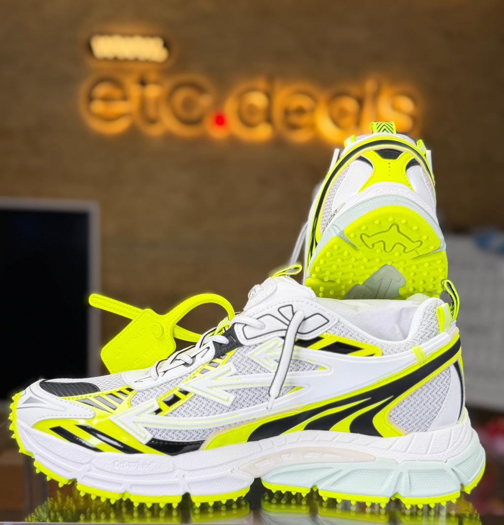 Off-White Be Right Back Sneakers White Neon Yellow Black – Men’s Designer Running Shoes – New