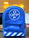 L/AB c/o Off-White Backpack Blue White Logo – Padded Designer Backpack – New with Tags