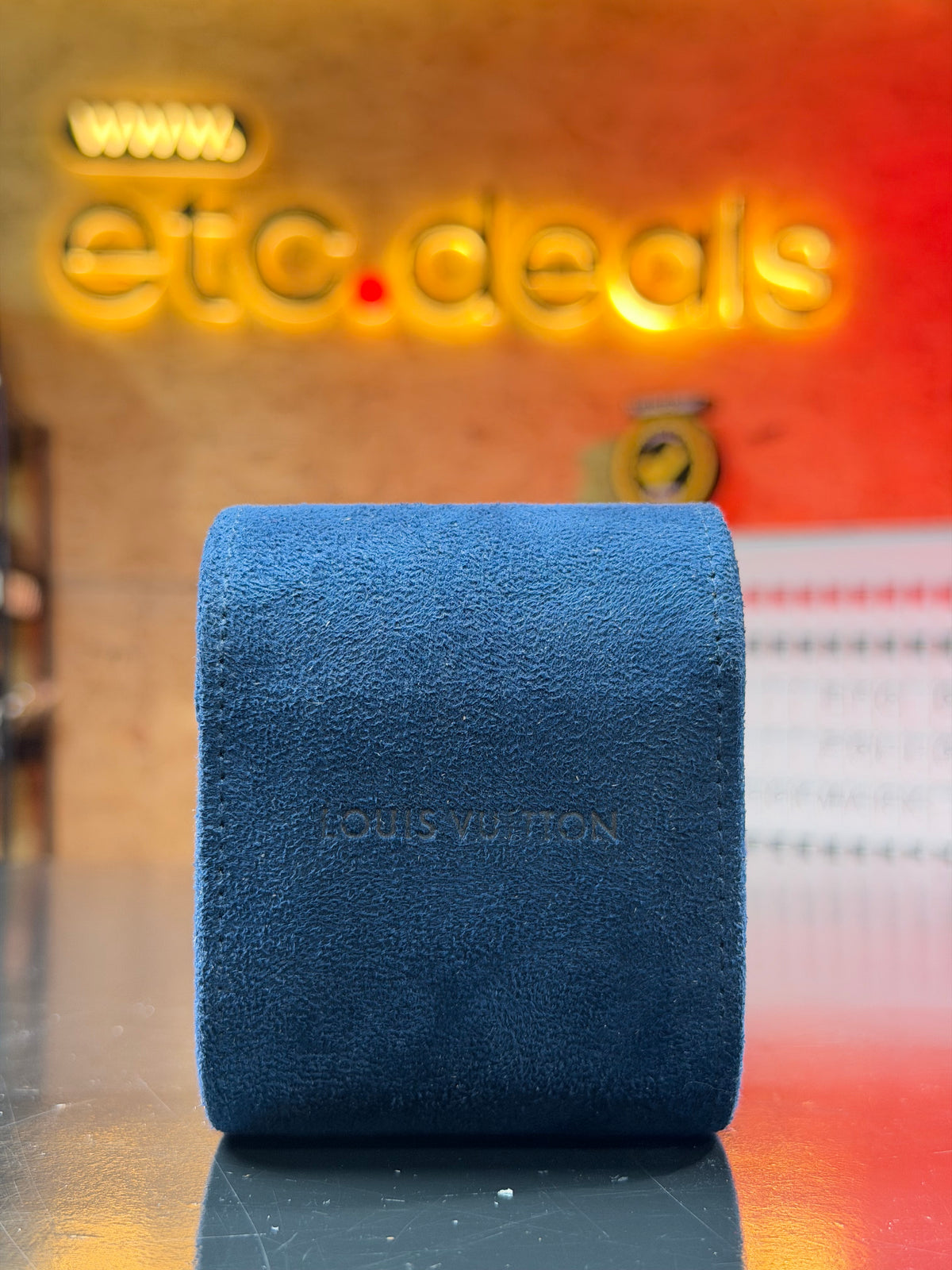 Louis Vuitton Navy Blue Suede Travel Watch Case Box