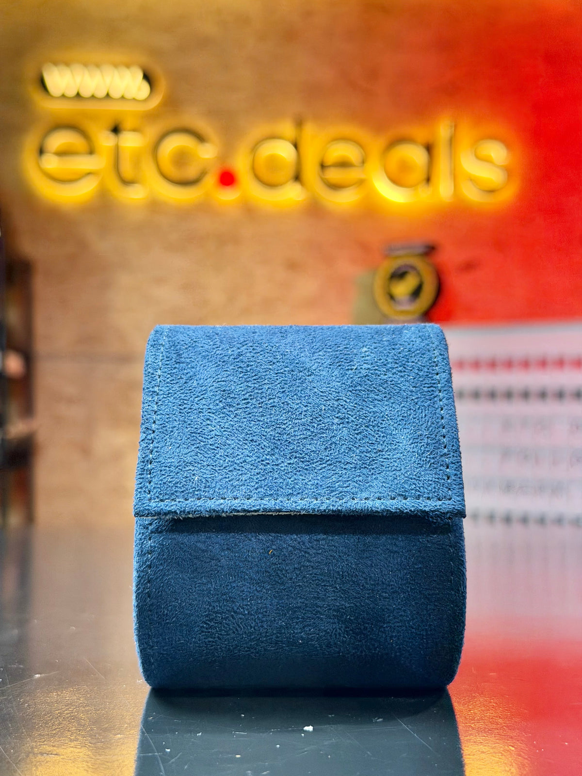 Louis Vuitton Navy Blue Suede Travel Watch Case Box