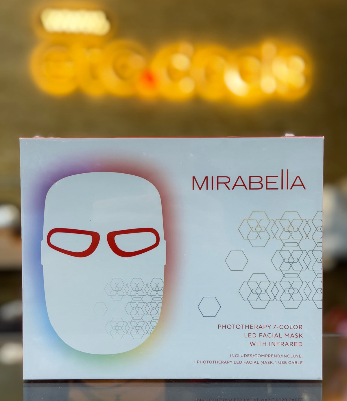Mirabella Phototherapy 7-Color LED Facial Mask with Near Infrared – Wireless Rechargeable Light Therapy Mask