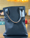 Vintage CELINE C Macadam Black Monogram Canvas Tote Bag – Leather Trim – Pre-Owned