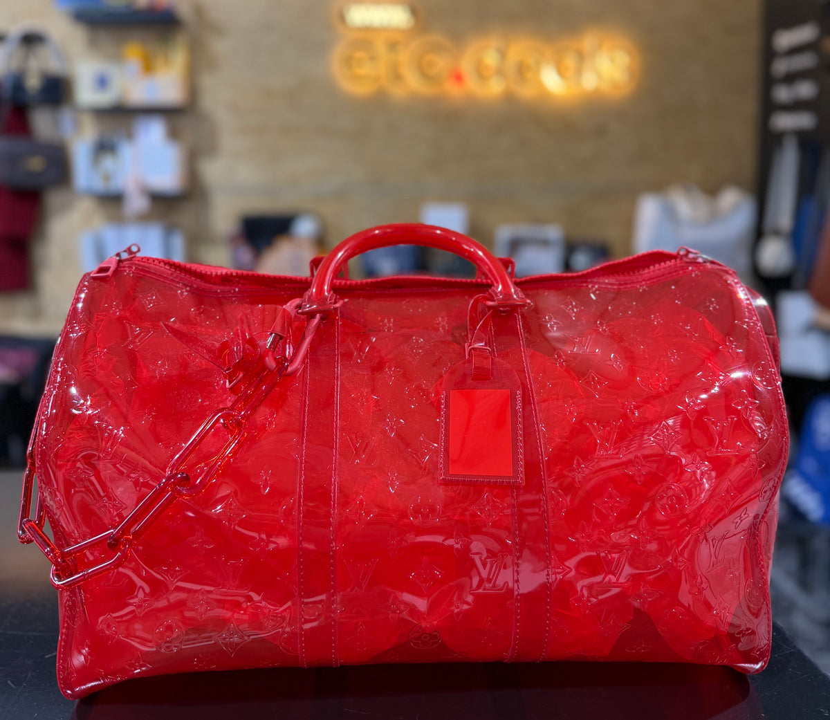 Louis Vuitton Keepall Bandoulière 50 Grenadine Red Monogram PVC – Virgil Abloh
