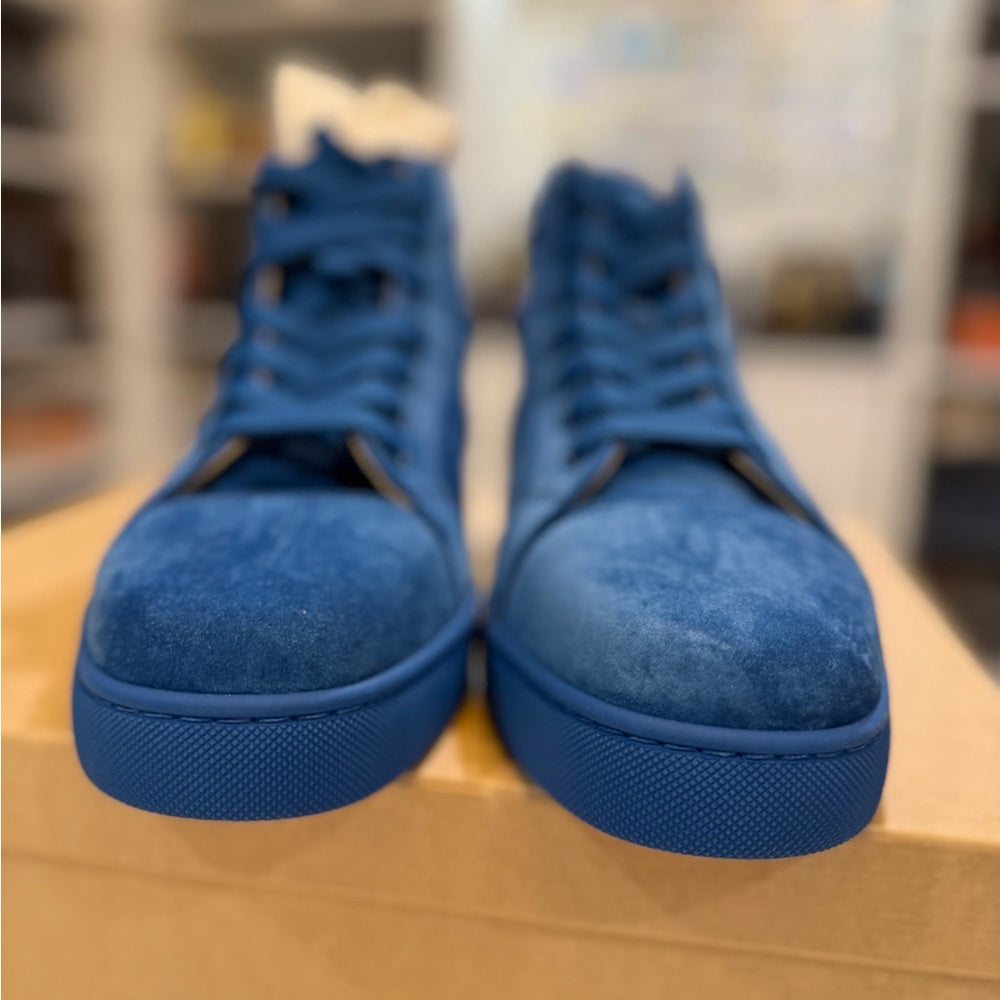 Christian Louboutin Louis Orlato Cobalt Suede Blue High Sneakers