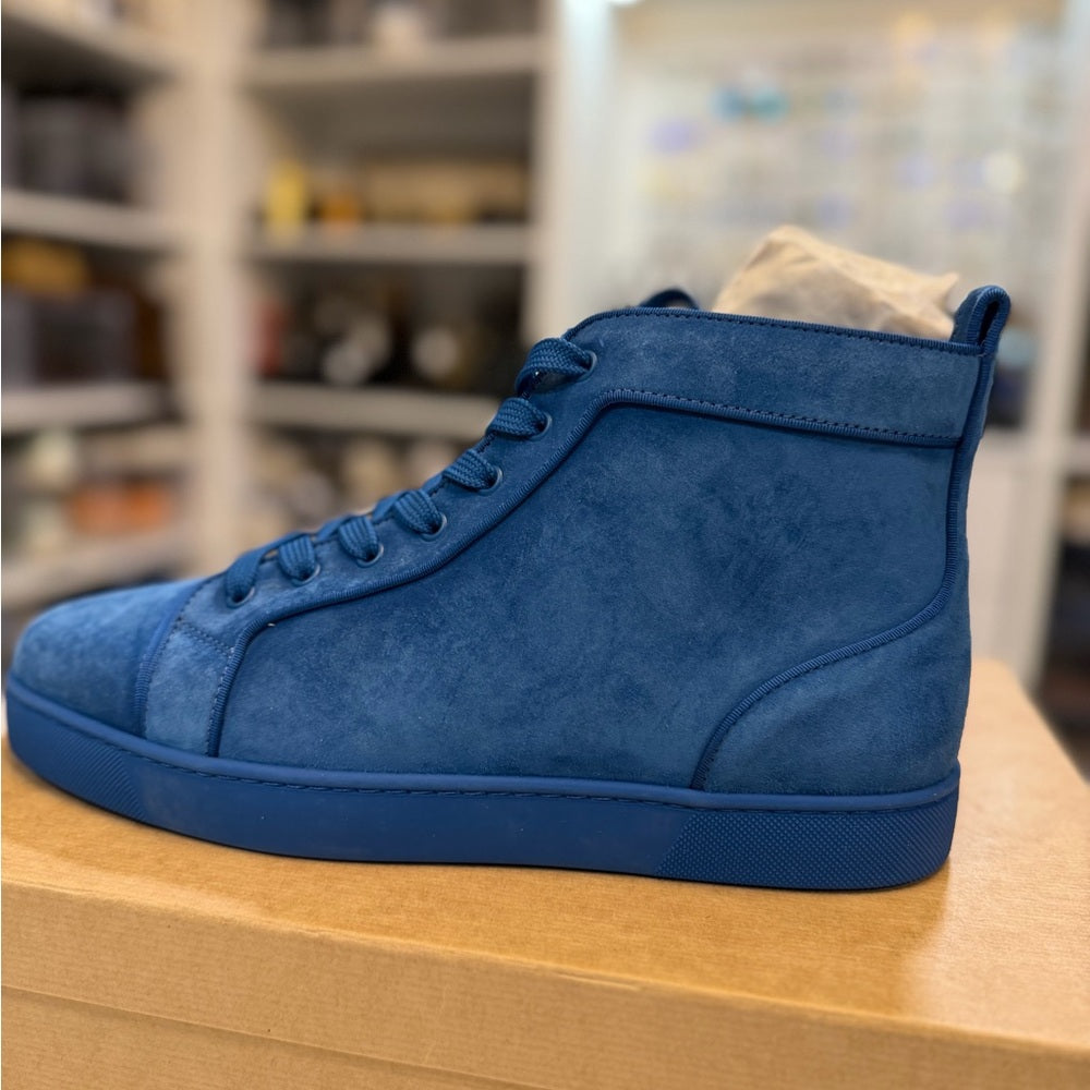 Christian Louboutin Louis Orlato Cobalt Suede Blue High Sneakers
