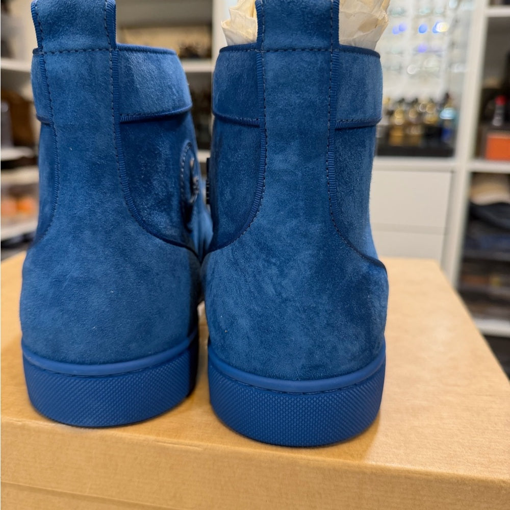 Christian Louboutin Louis Orlato Cobalt Suede Blue High Sneakers