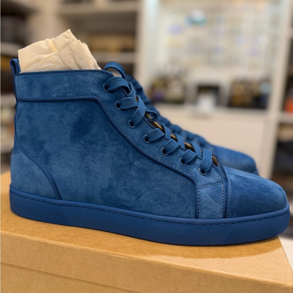 Christian Louboutin Louis Orlato Cobalt Suede Blue High Sneakers