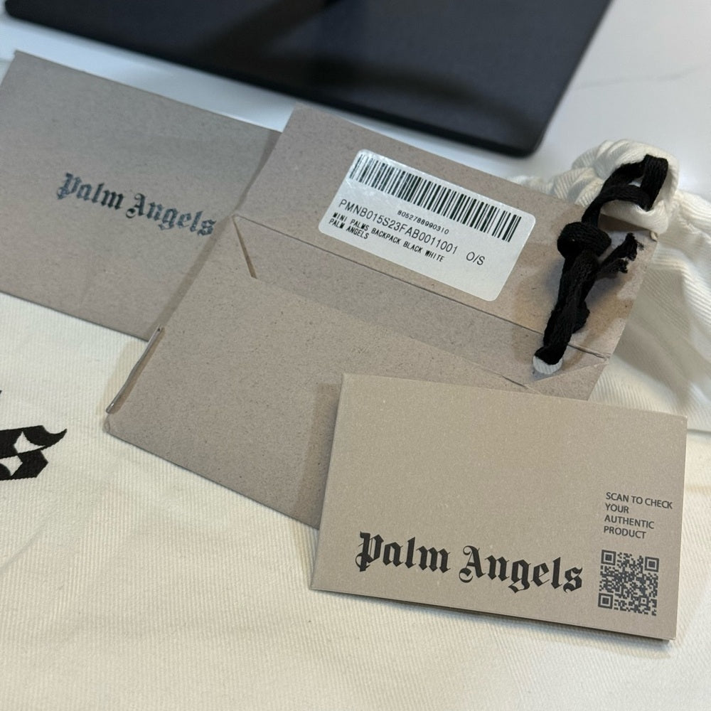 Palm Angels Black all over logo Backpack NEW