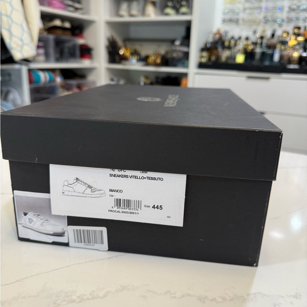 Versace White Leather Sneakers - New 44.5 - vitello tessuito
