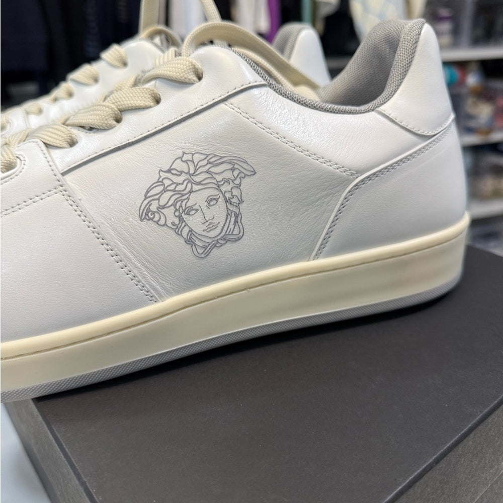 Versace White Leather Sneakers - New 44.5 - vitello tessuito