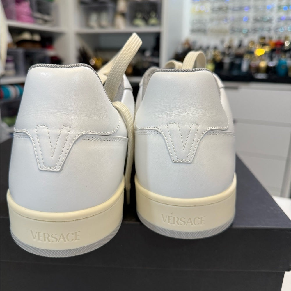 Versace White Leather Sneakers - New 44.5 - vitello tessuito