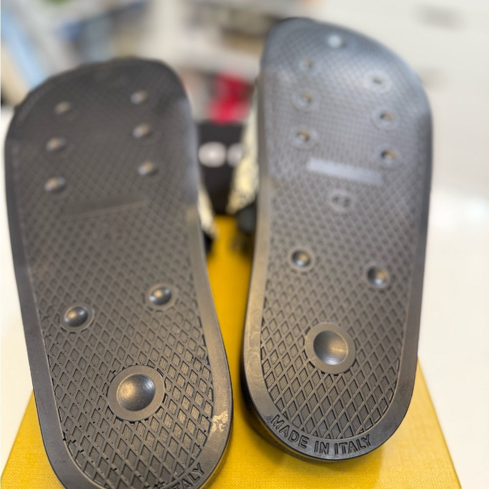 Rhude Black and Cream Slide Sandals - New!