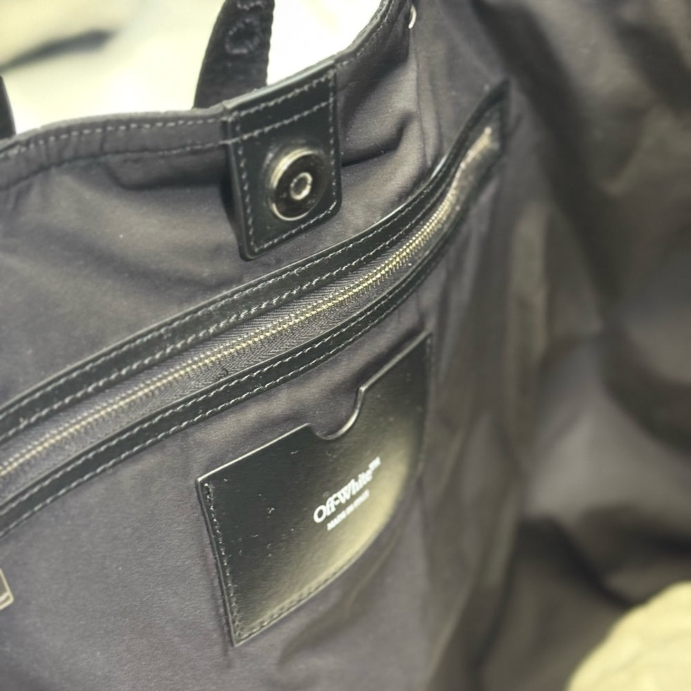 Off-White Heritage Day Tote Bag | Black leather strap