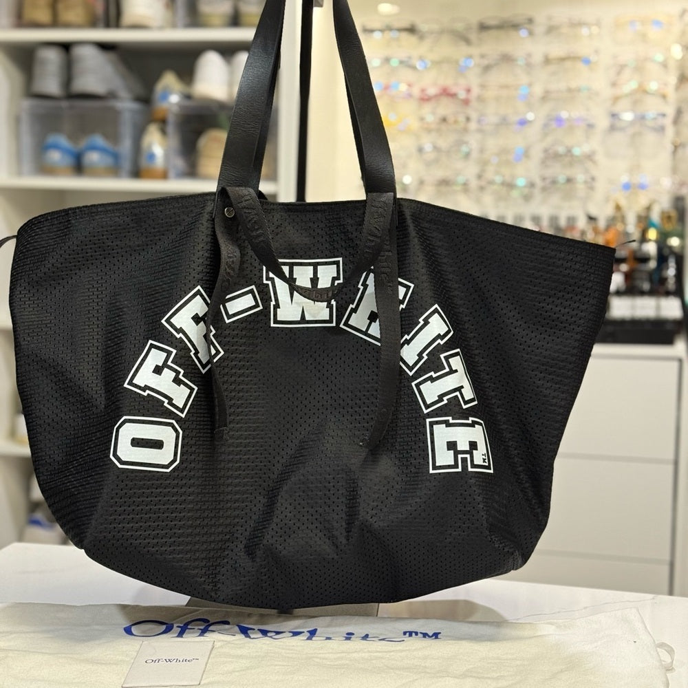 Off-White Heritage Day Tote Bag | Black leather strap