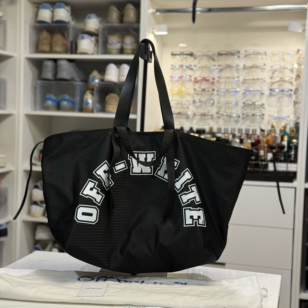 Off-White Heritage Day Tote Bag | Black leather strap