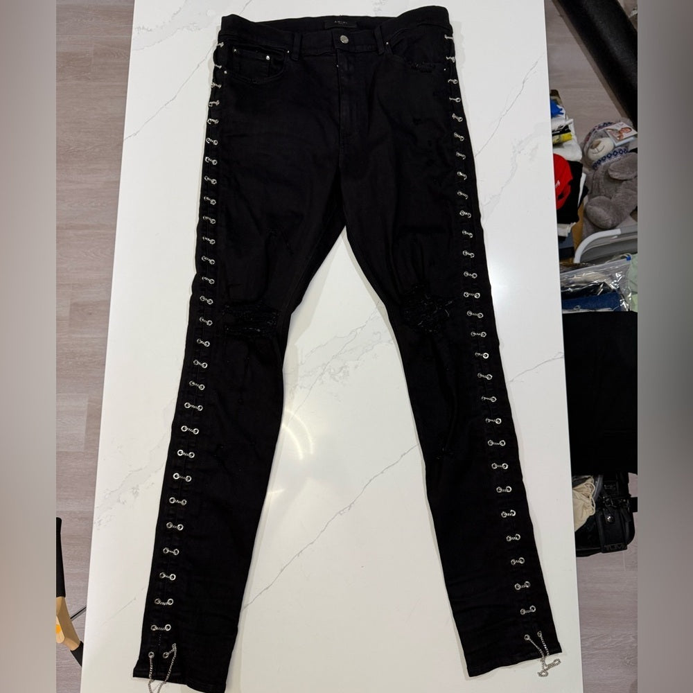 Amiri Distressed Jeans - silver hardware - 38 waist - Brand New
