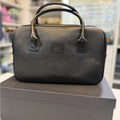 Burberry Black Leather Nova Check Mini Boston Bag - 32cm