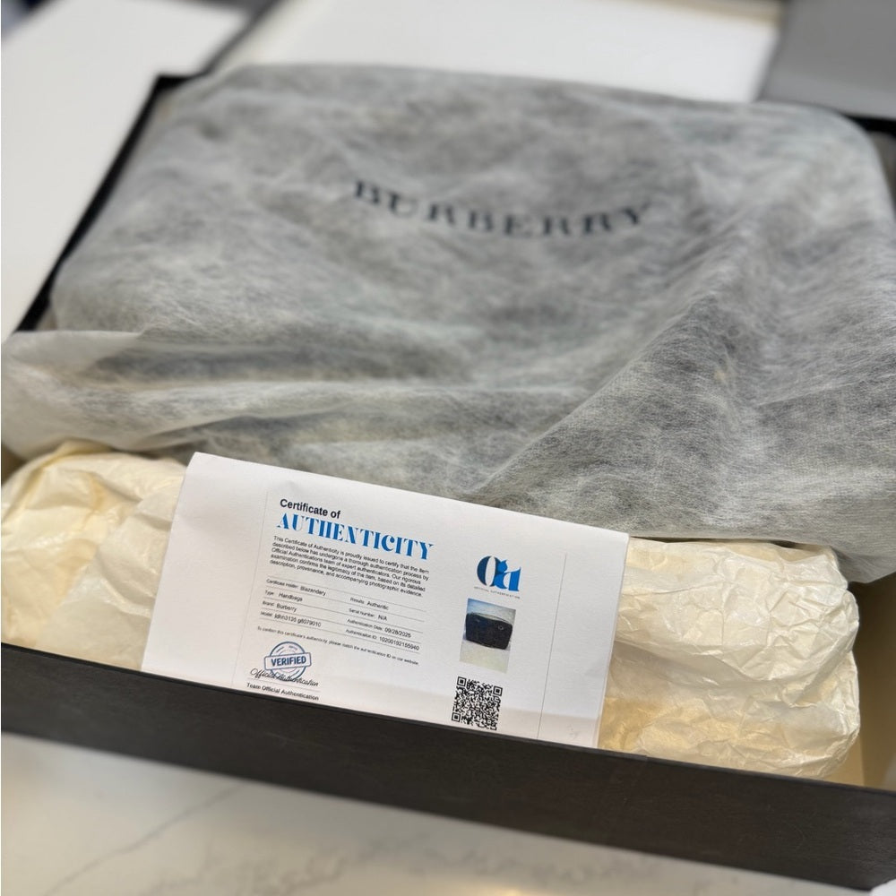 Burberry Black Leather Nova Check Mini Boston Bag - 32cm