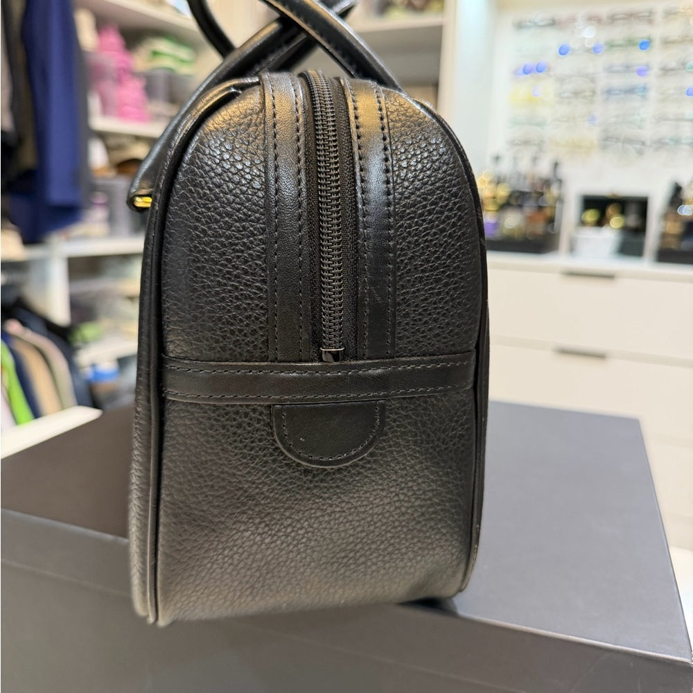 Burberry Black Leather Nova Check Mini Boston Bag - 32cm