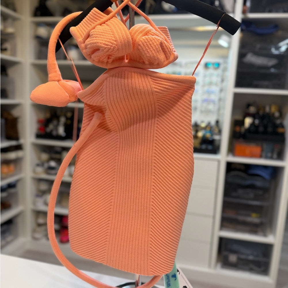 Off-White Peony Rib-Knit Cut-Out Mini Dress