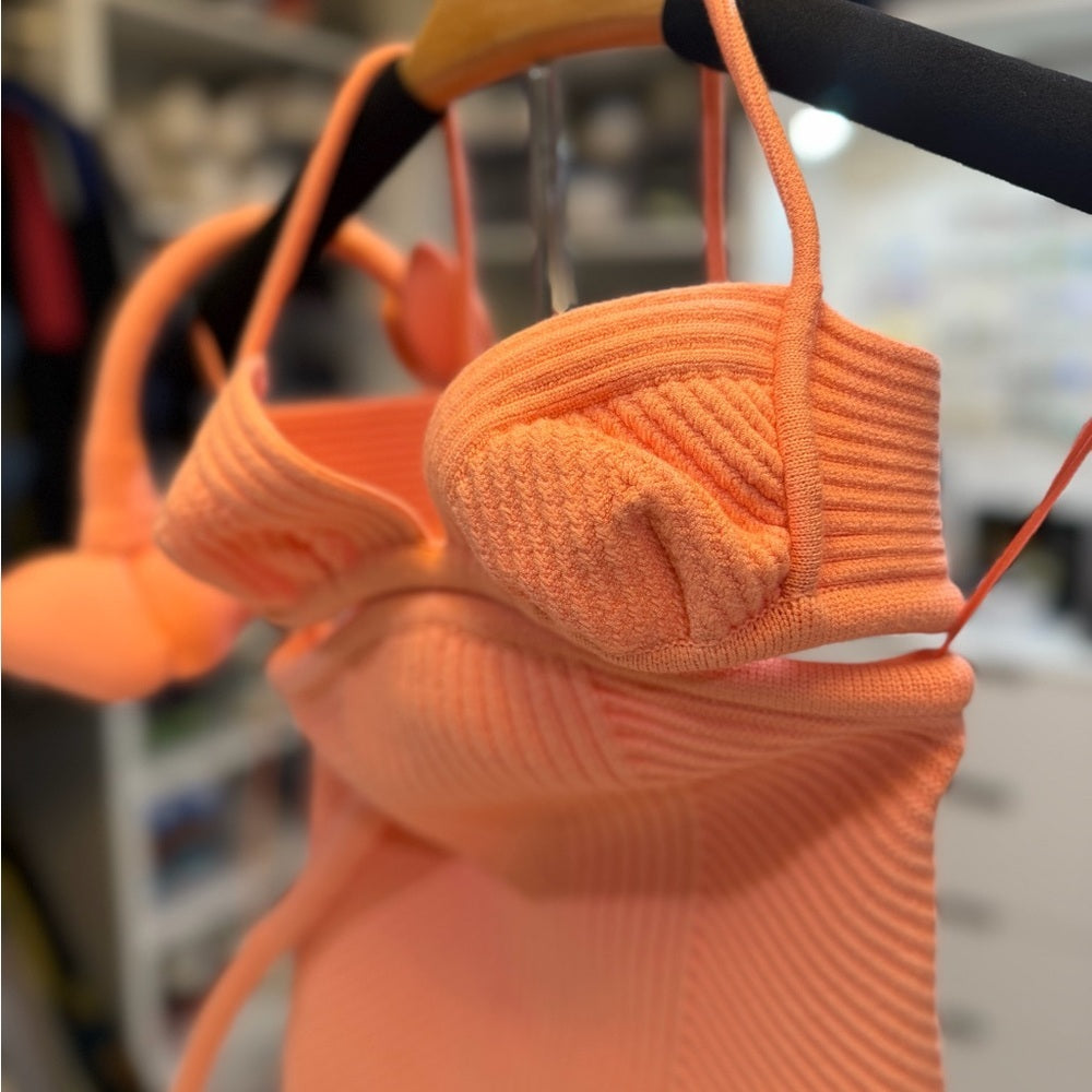 Off-White Peony Rib-Knit Cut-Out Mini Dress