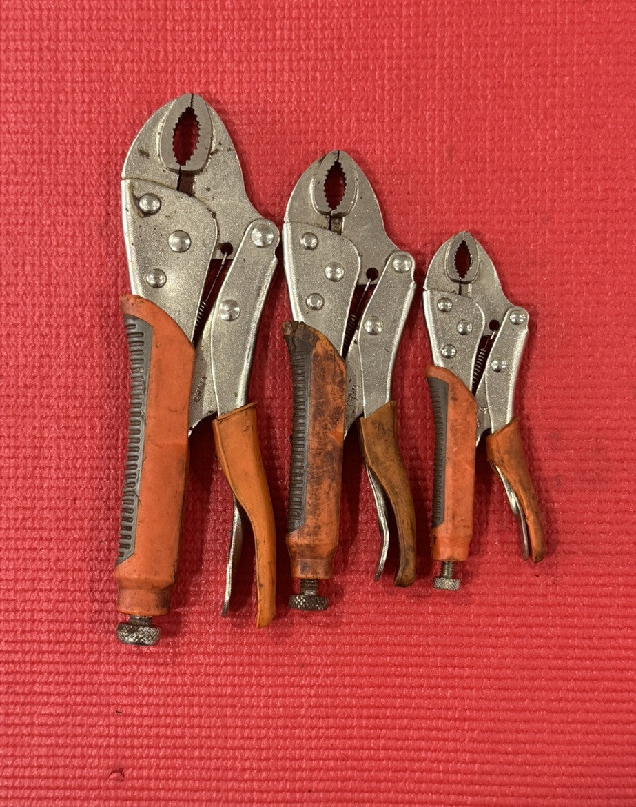 Pittsburgh 3-Piece Set Curved Jaw Locking Pliers Orange Handles
