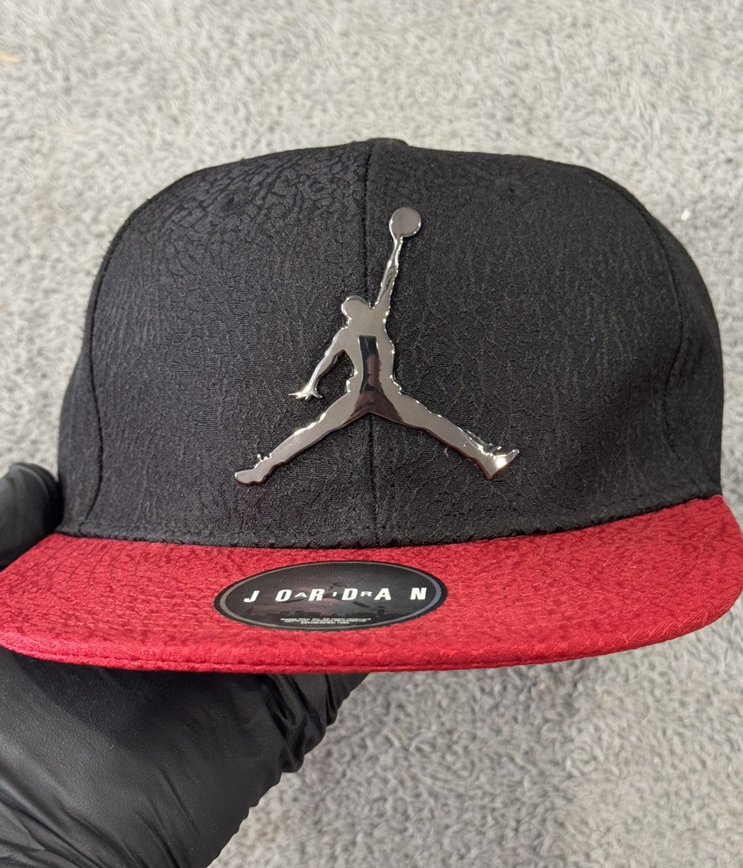Nike Air Jordan Jumpman Elephant Print Youth Cap Hat Athletic Black Red