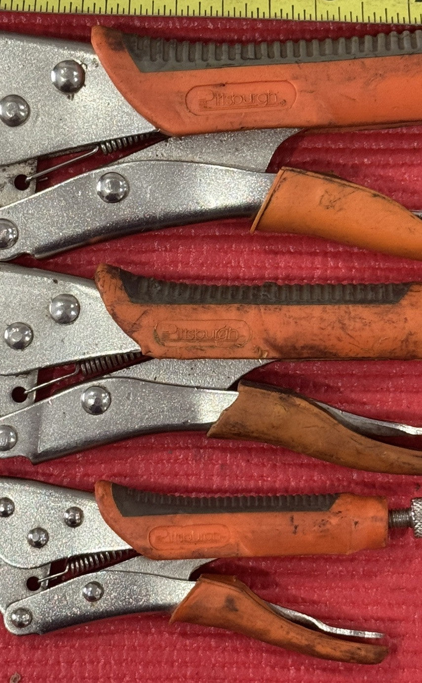 Pittsburgh 3-Piece Set Curved Jaw Locking Pliers Orange Handles