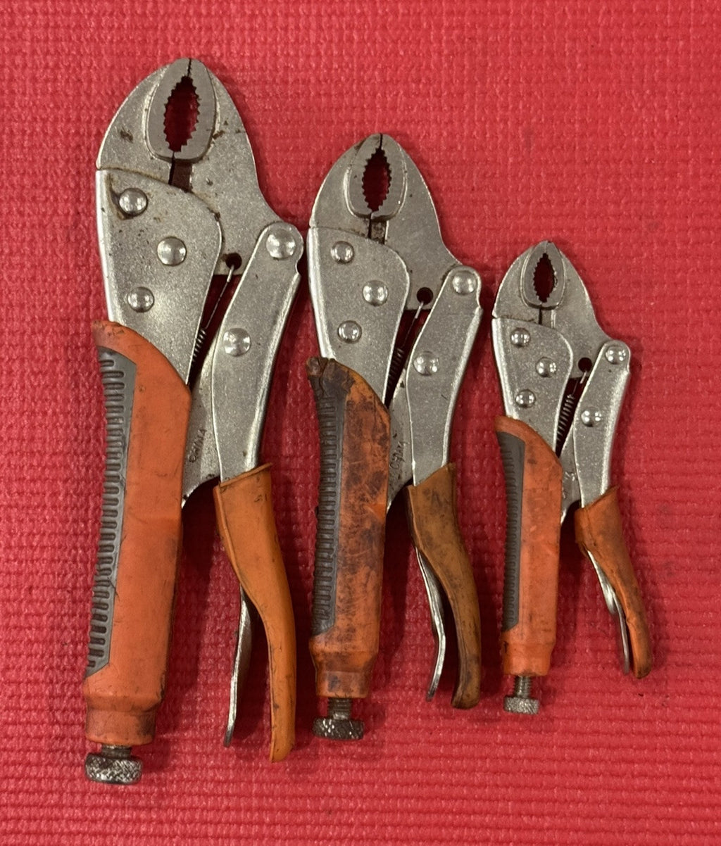Pittsburgh 3-Piece Set Curved Jaw Locking Pliers Orange Handles