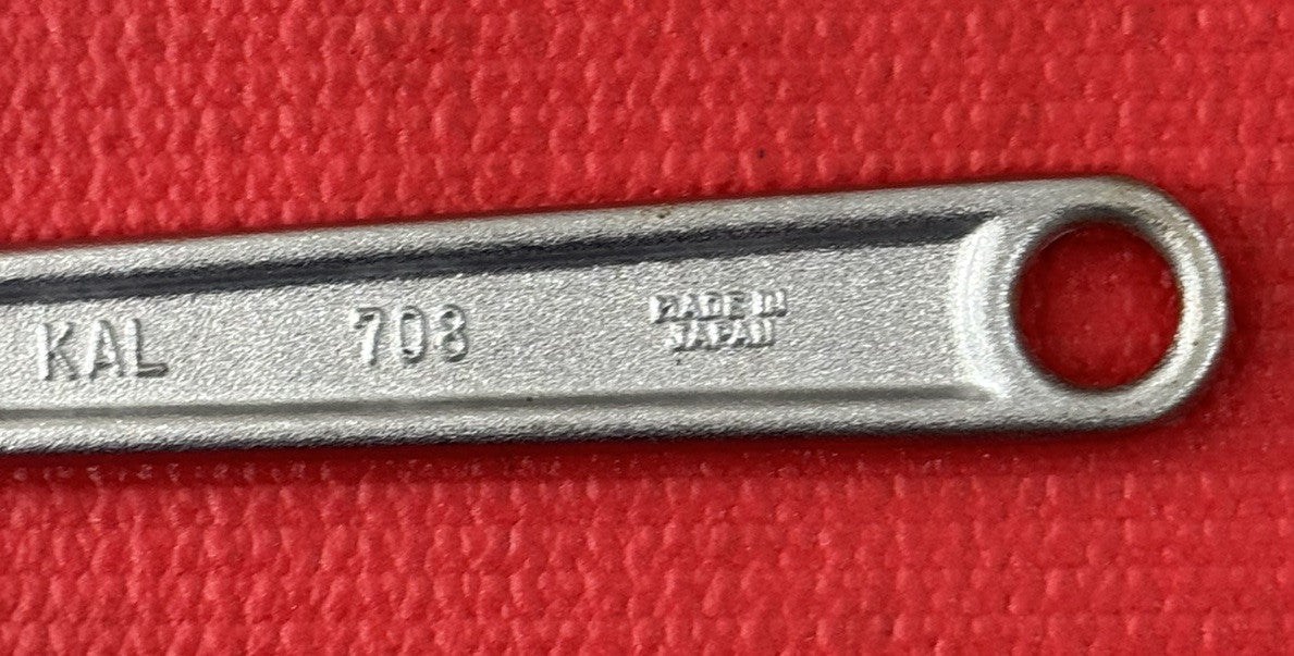 Vintage KAL Tools 708 8" Adjustable Wrench Forged Alloy Steel Made In Japan