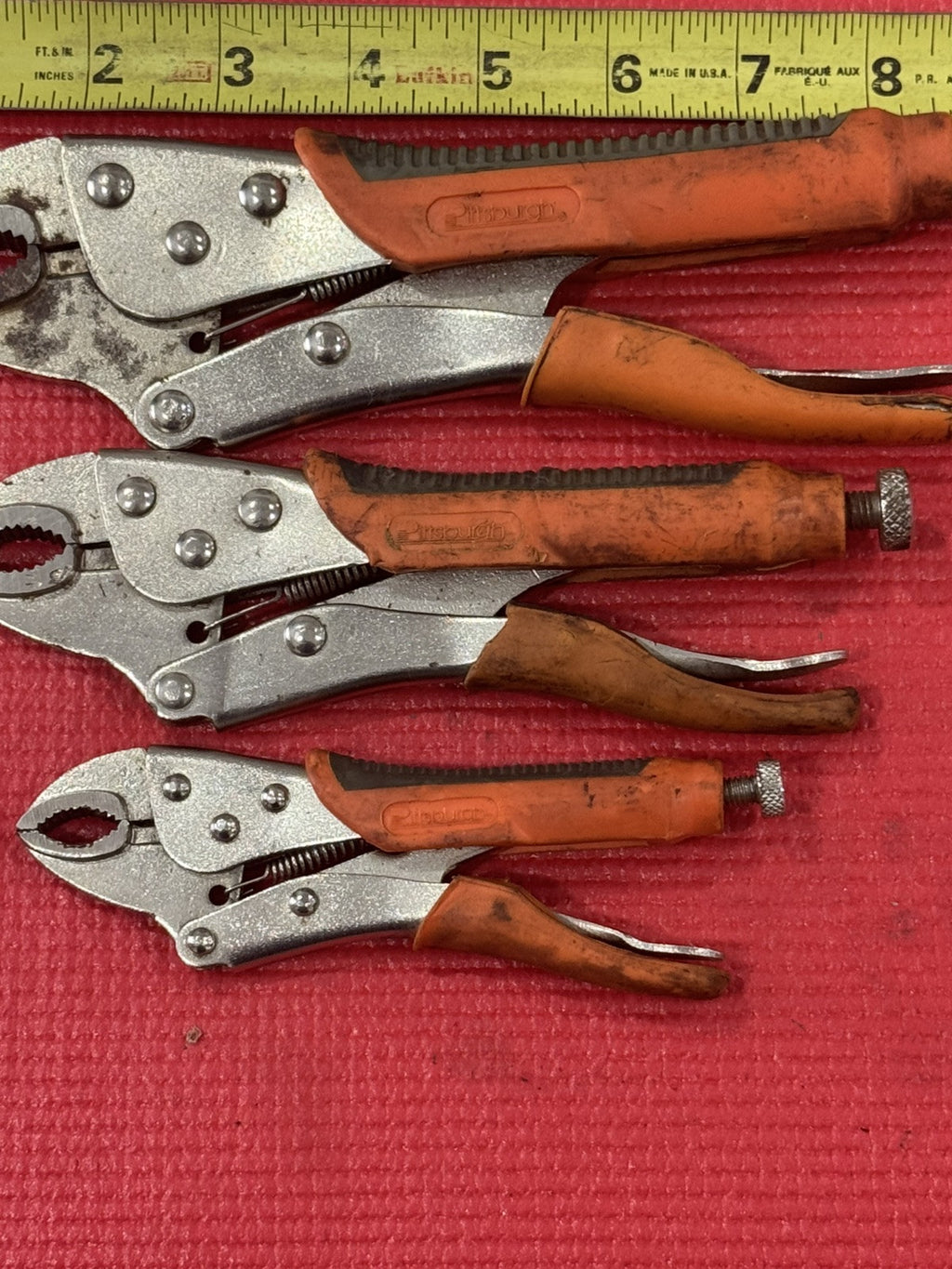 Pittsburgh 3-Piece Set Curved Jaw Locking Pliers Orange Handles
