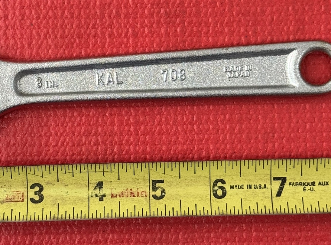 Vintage KAL Tools 708 8" Adjustable Wrench Forged Alloy Steel Made In Japan