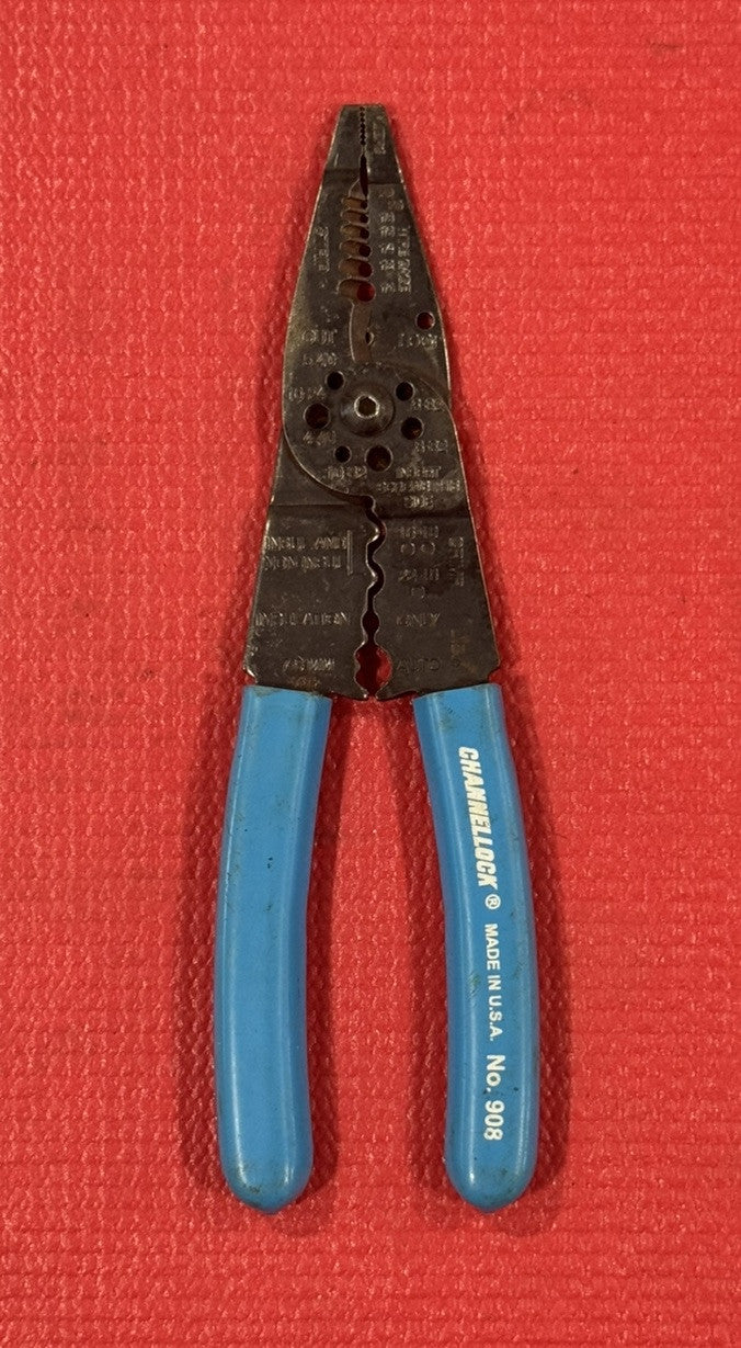 Channellock No. 908 Electricians Wire Stripper Cutter Tool Crimper Pliers USA