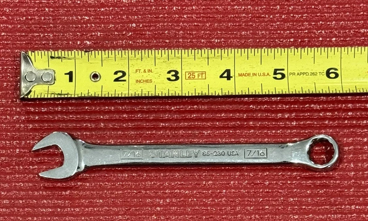 Vintage Stanley Tools 85-230, NEW SAE 7/16" Combination Wrench 12 PT Made in USA