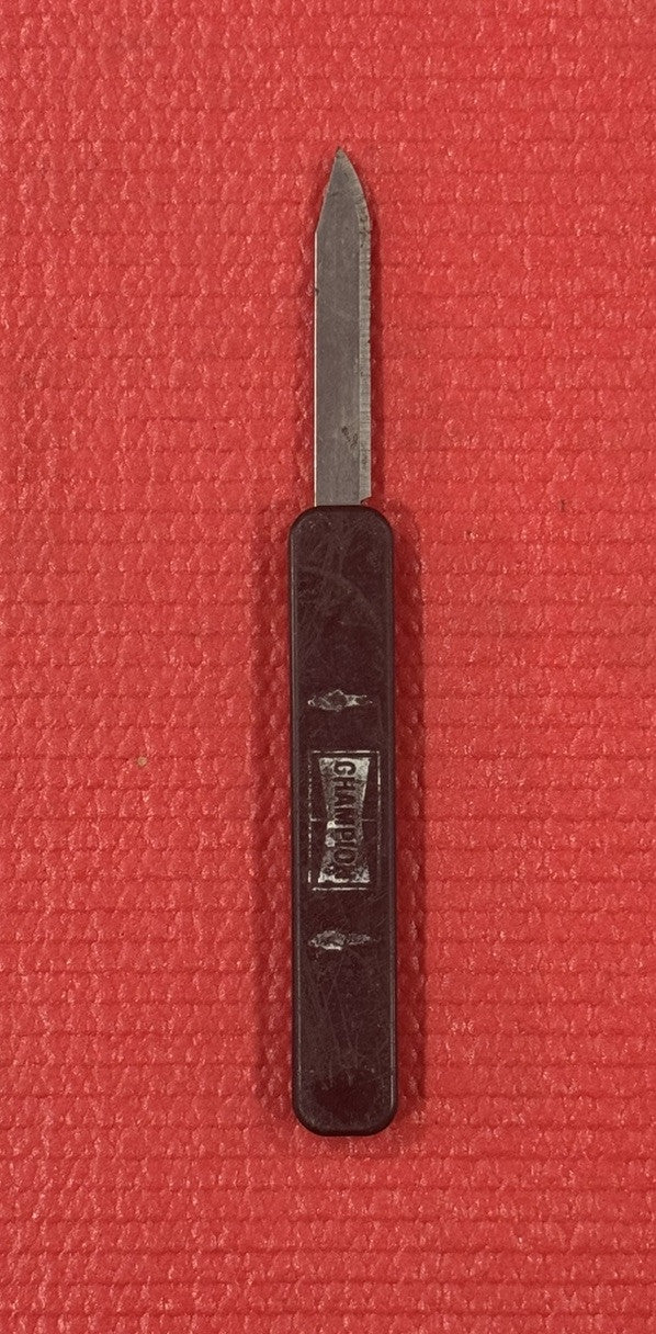 Vintage Champion Spark Plug Advertising Pocket Knife USA Slide Open Black Rare