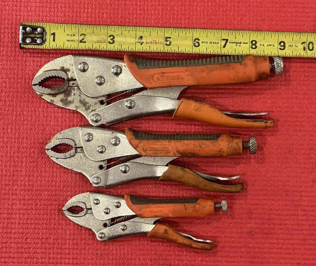 Pittsburgh 3-Piece Set Curved Jaw Locking Pliers Orange Handles
